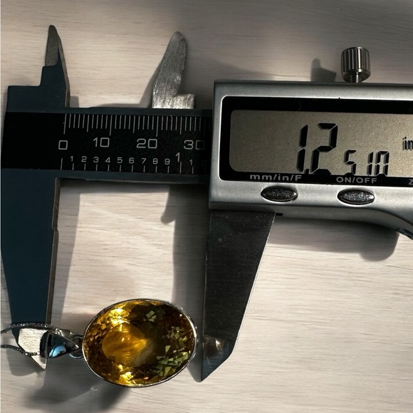 Sterling Silver Large Citrine Necklace - Picture 7 of 11